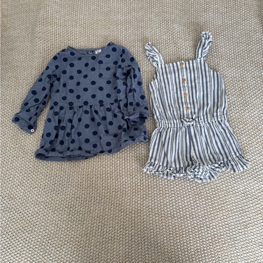 Bundle with Little Me Striped Toddler Romper and Carter’s Polka Dot Tunic
